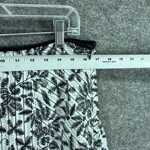 Requirements Skirt Women 12 White Floral A-Line Midi Zipper Mid Rise Cotton - Picture 3 of 6